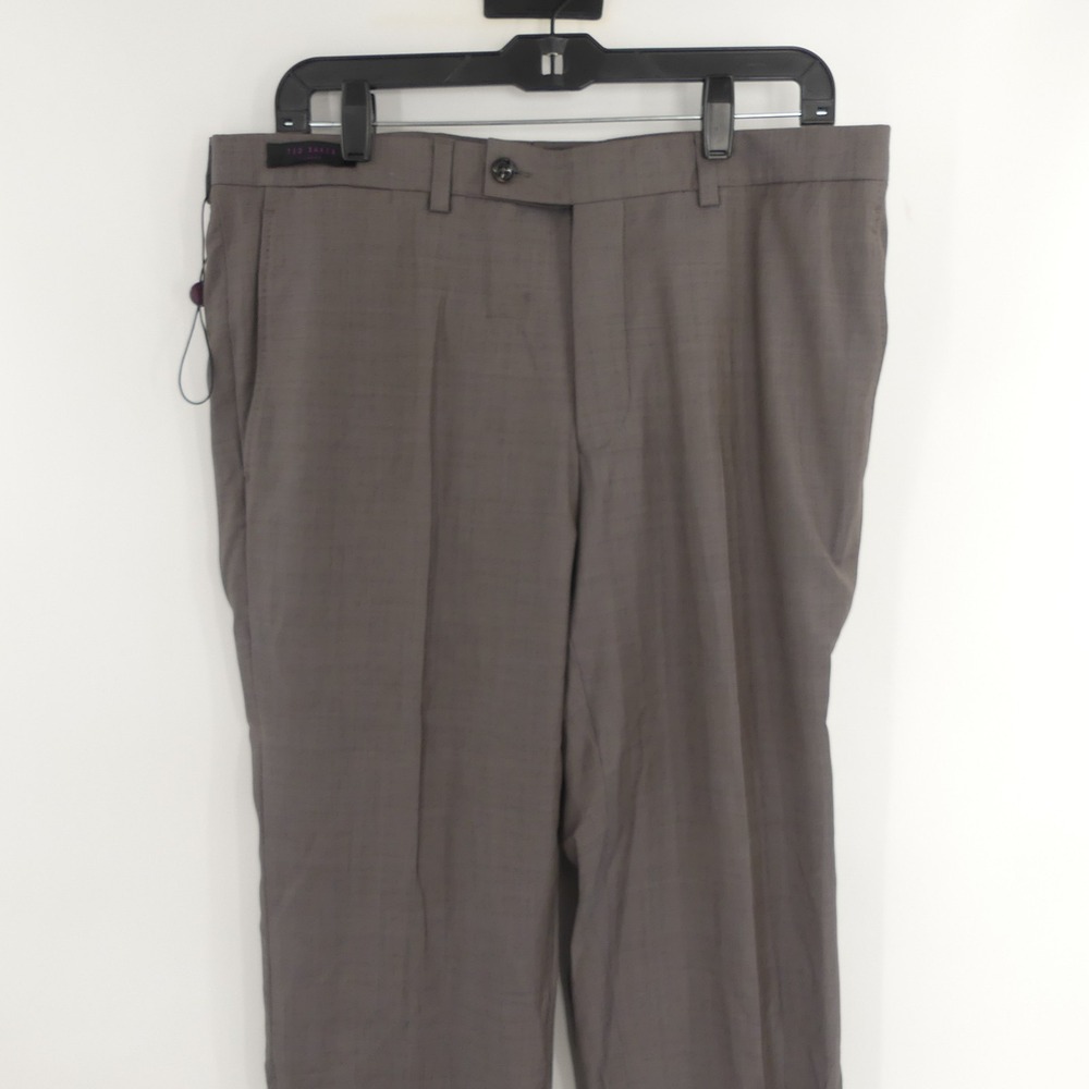 NWT Ted Baker Jefferson Wool Dress Pants‎ Flat Front Gray Unhemmed Men's 34